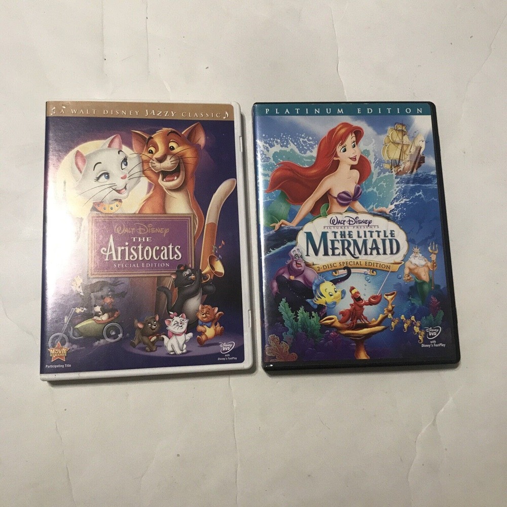Aristocats And Little Mermaid Movies DVD Set Open 3814